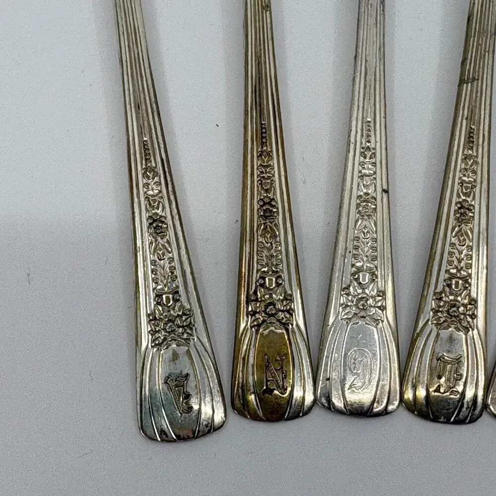 Master Silver Plate Forks Lot Of 6 Monogram D Ornate Floral Flatware
